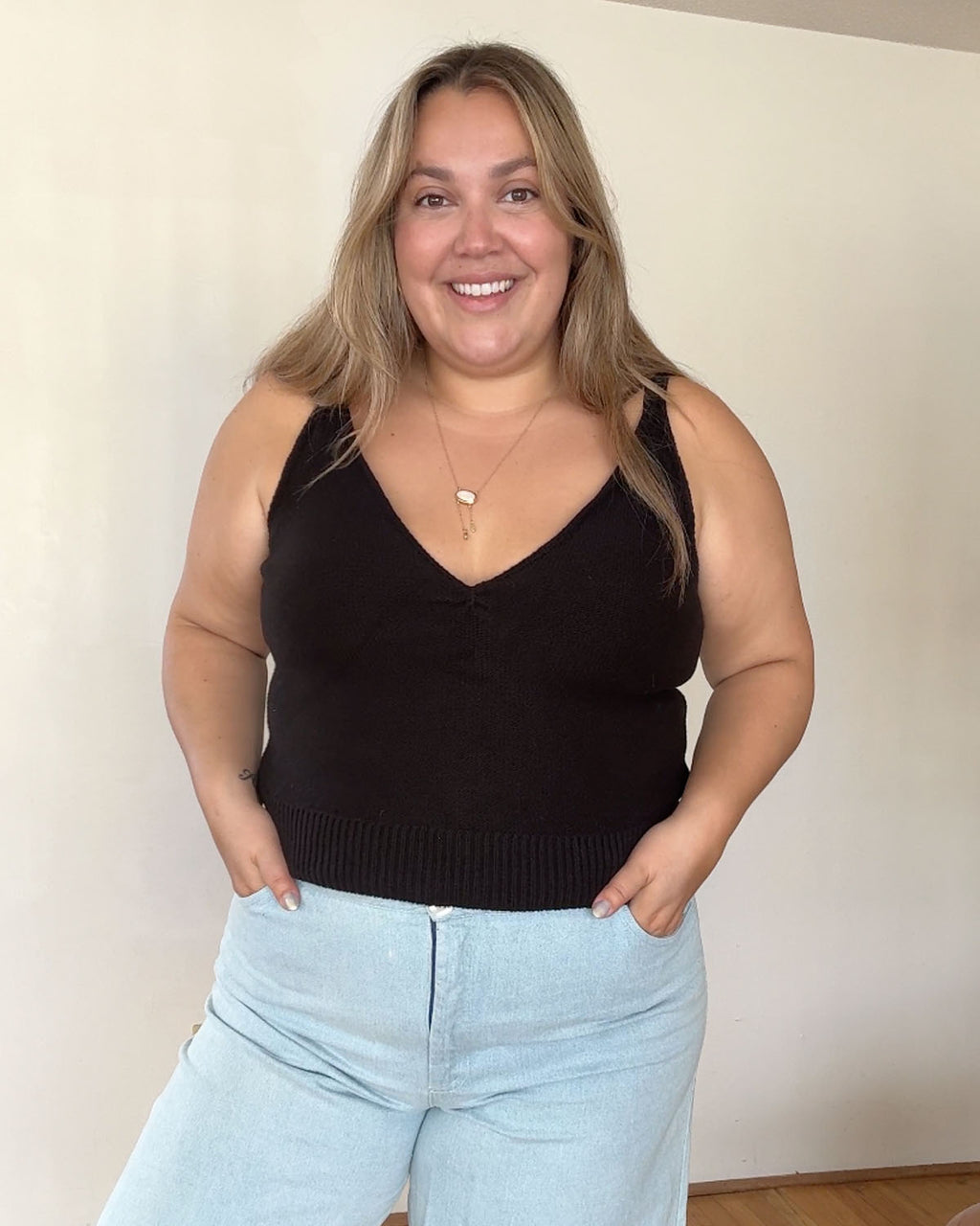 black knit tank top