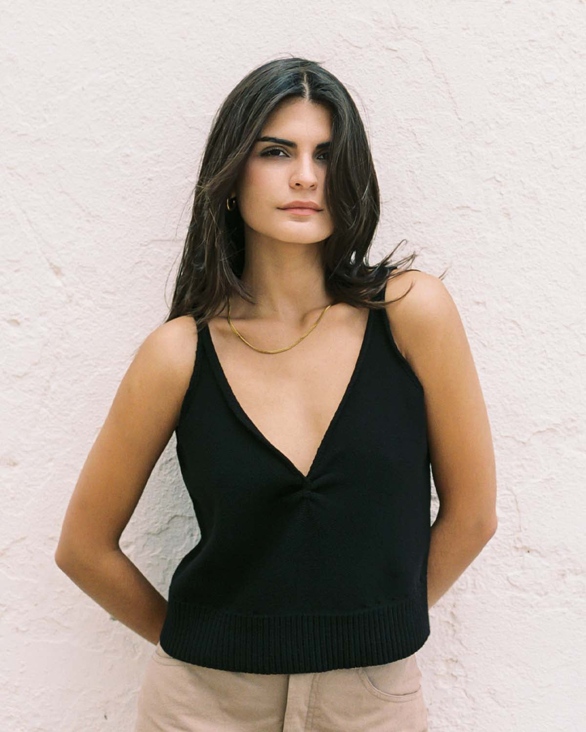 black knit tank top