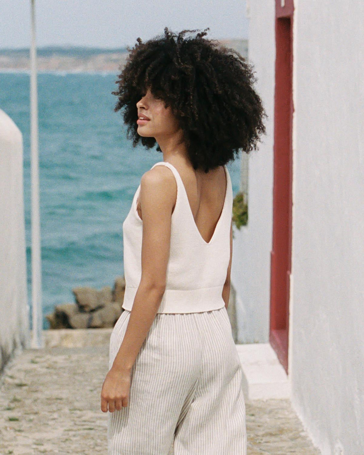 cream knit tank top