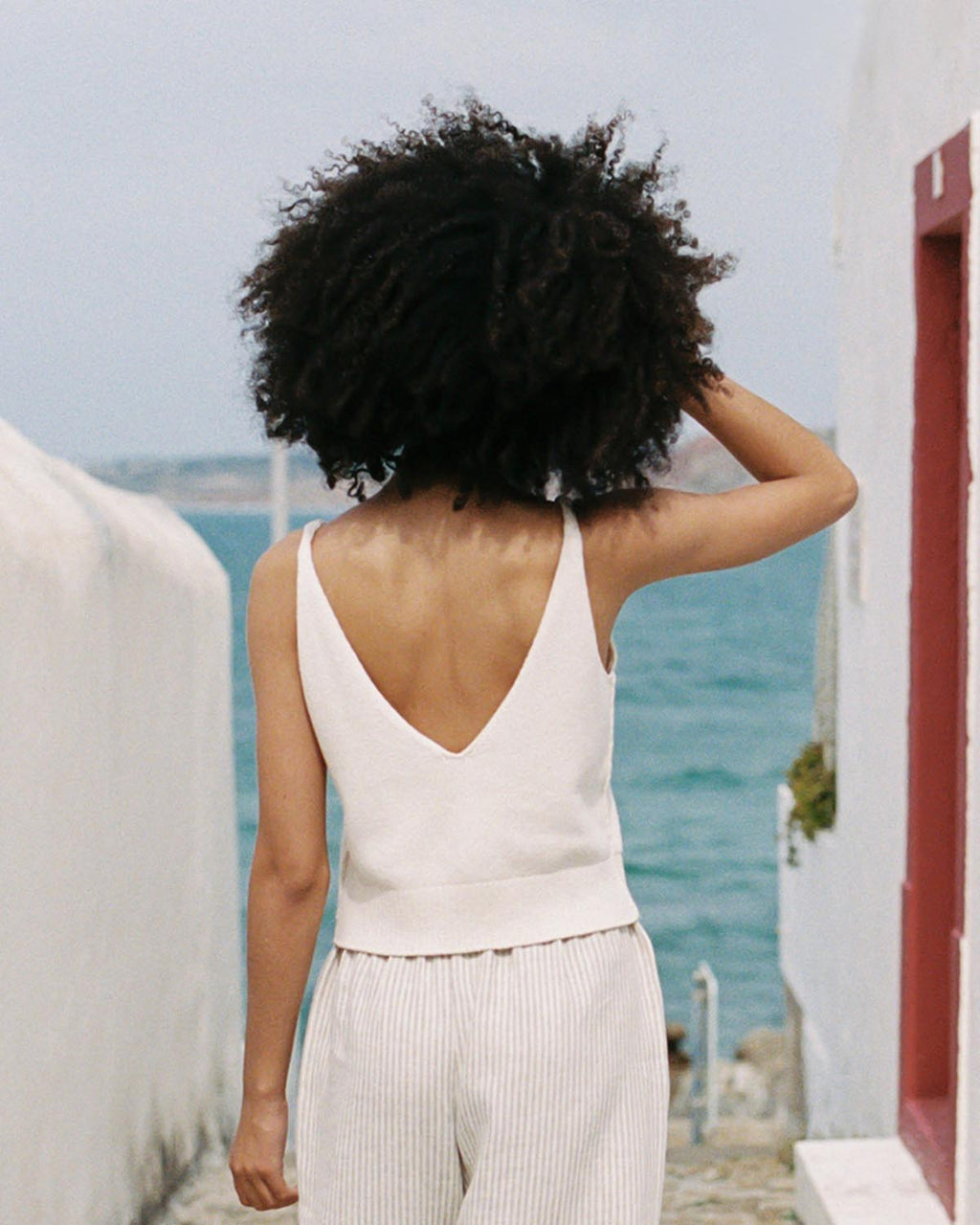 cream knit tank top