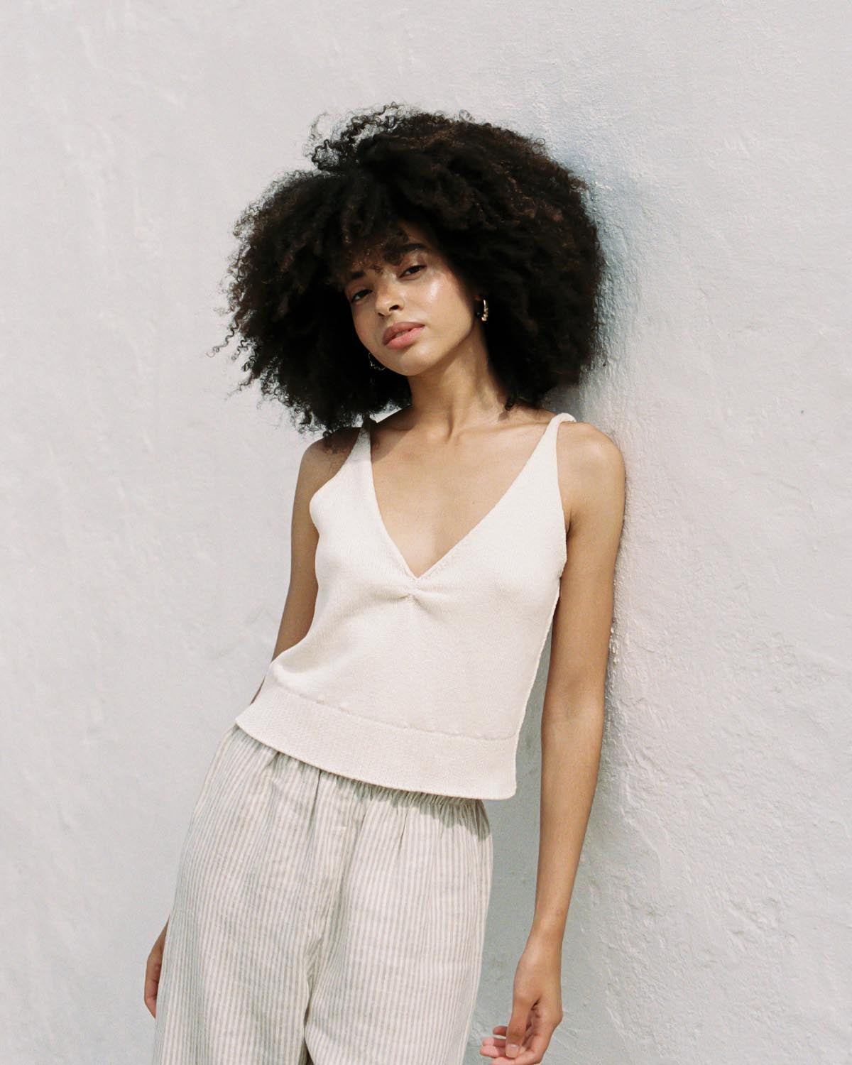 cream knit tank top