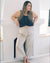 beige wide-leg, cropped pants with elastic waistband
