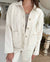 cream cropped cotton jacket with front pockets