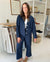 navy cropped hemp and organic cotton jacket with front pockets