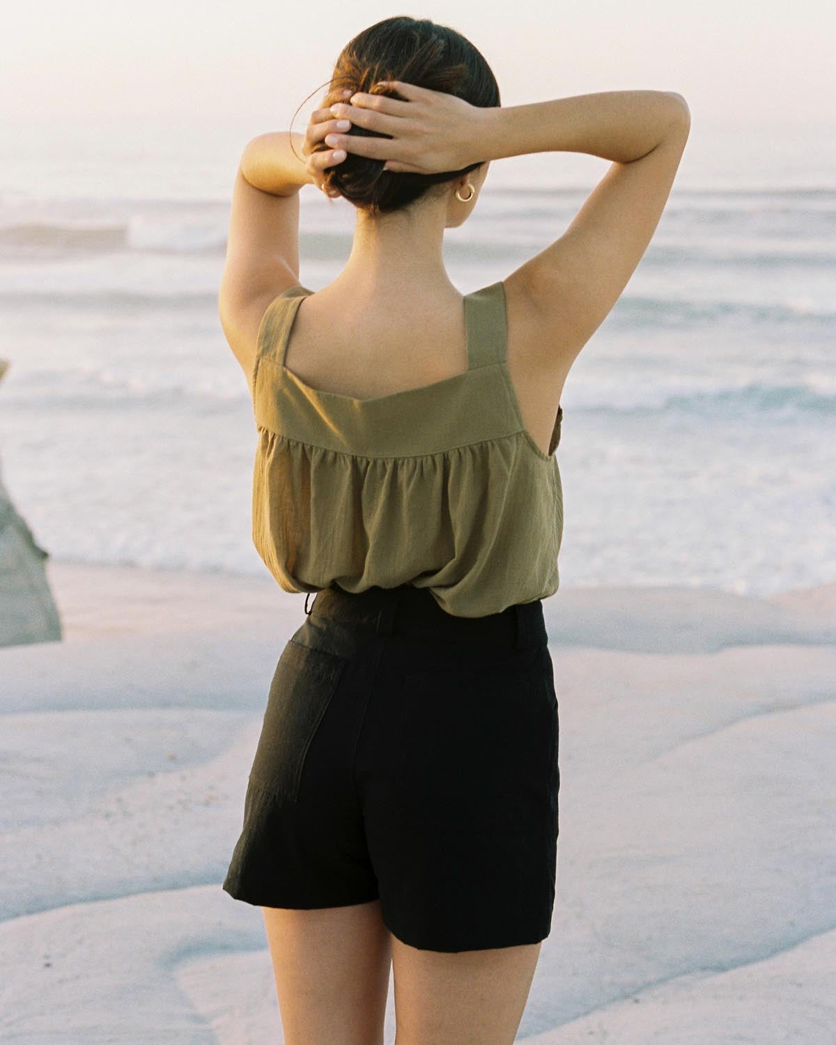 black shorts made from organic cotton