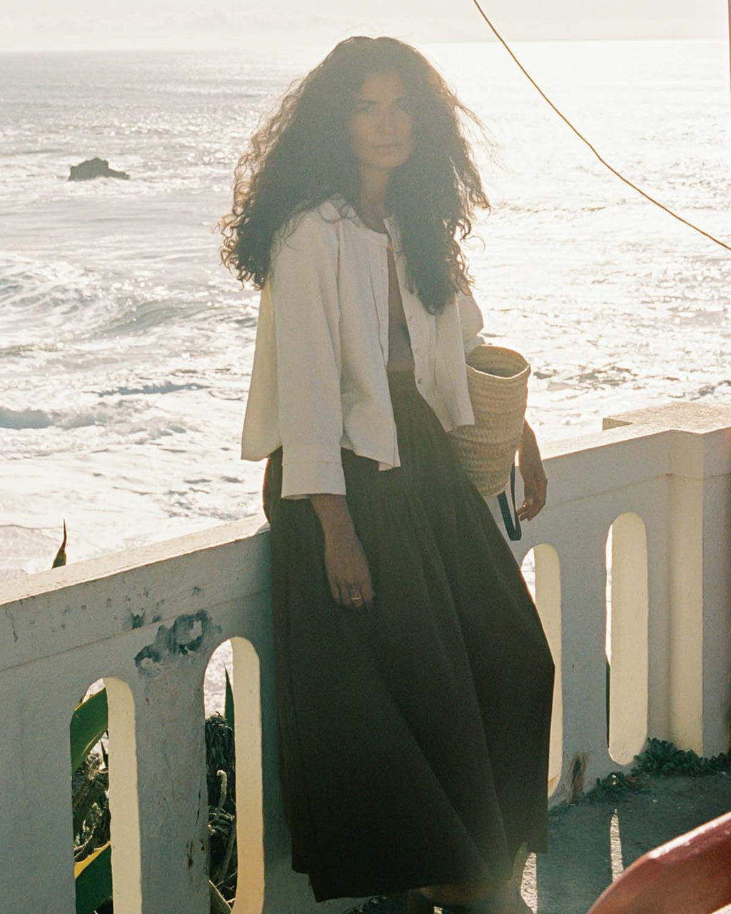 cotton, brown long skirt with ruffle