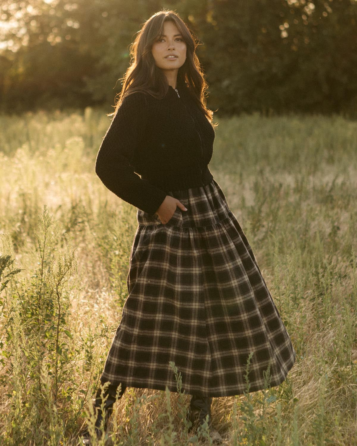 Prairie Skirt | Espresso Plaid