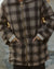 plaid wool coat with front zipper and pockets