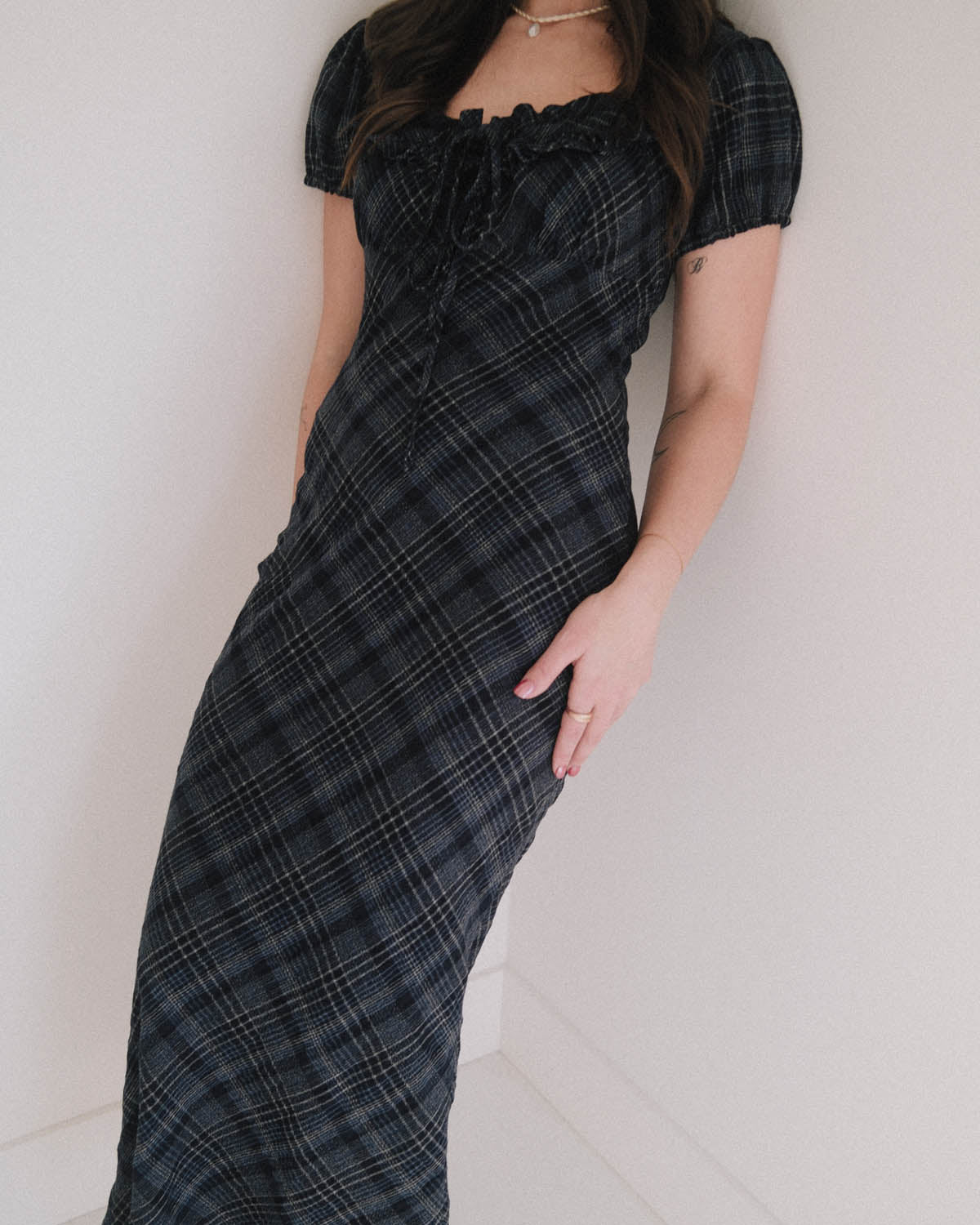 Romee Bias Dress | Nocturne Plaid