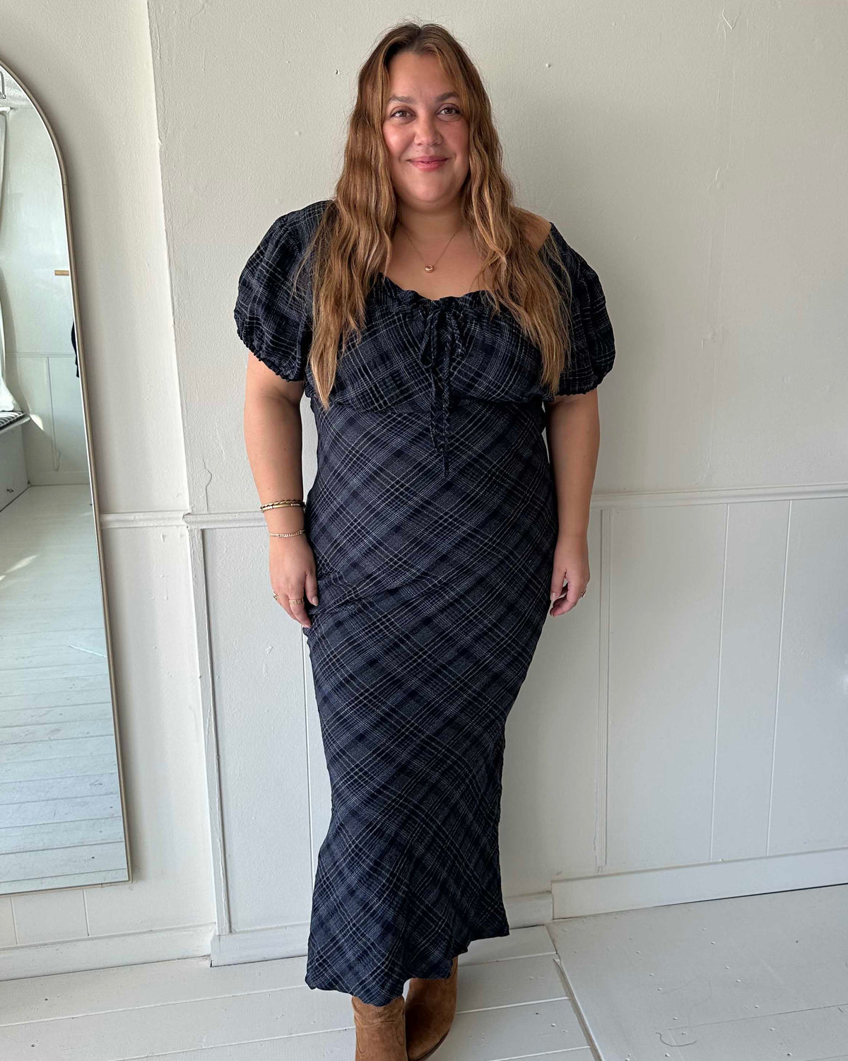 Romee Bias Dress | Nocturne Plaid