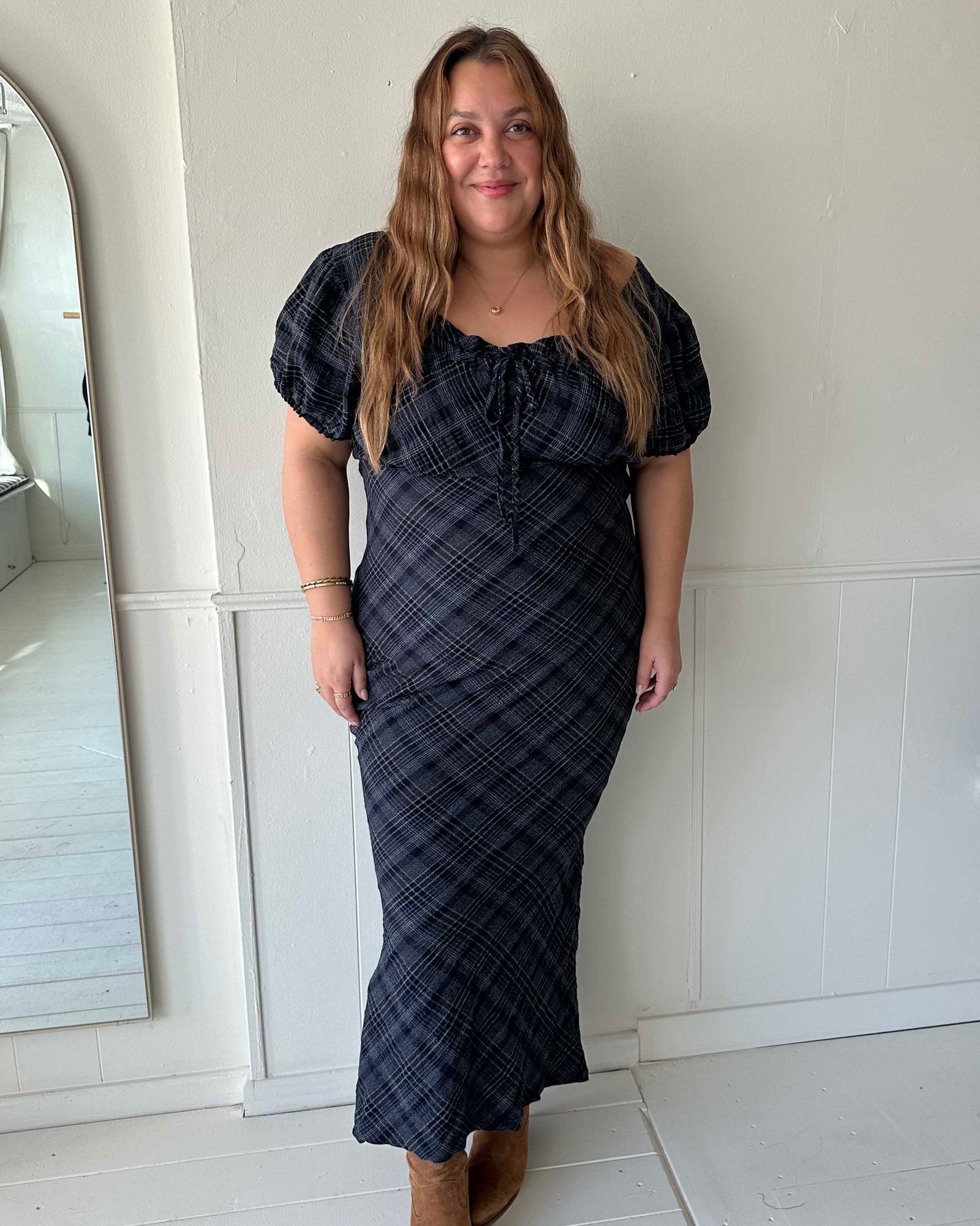 Romee Bias Dress | Nocturne Plaid