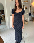 Romee Bias Dress | Nocturne Plaid