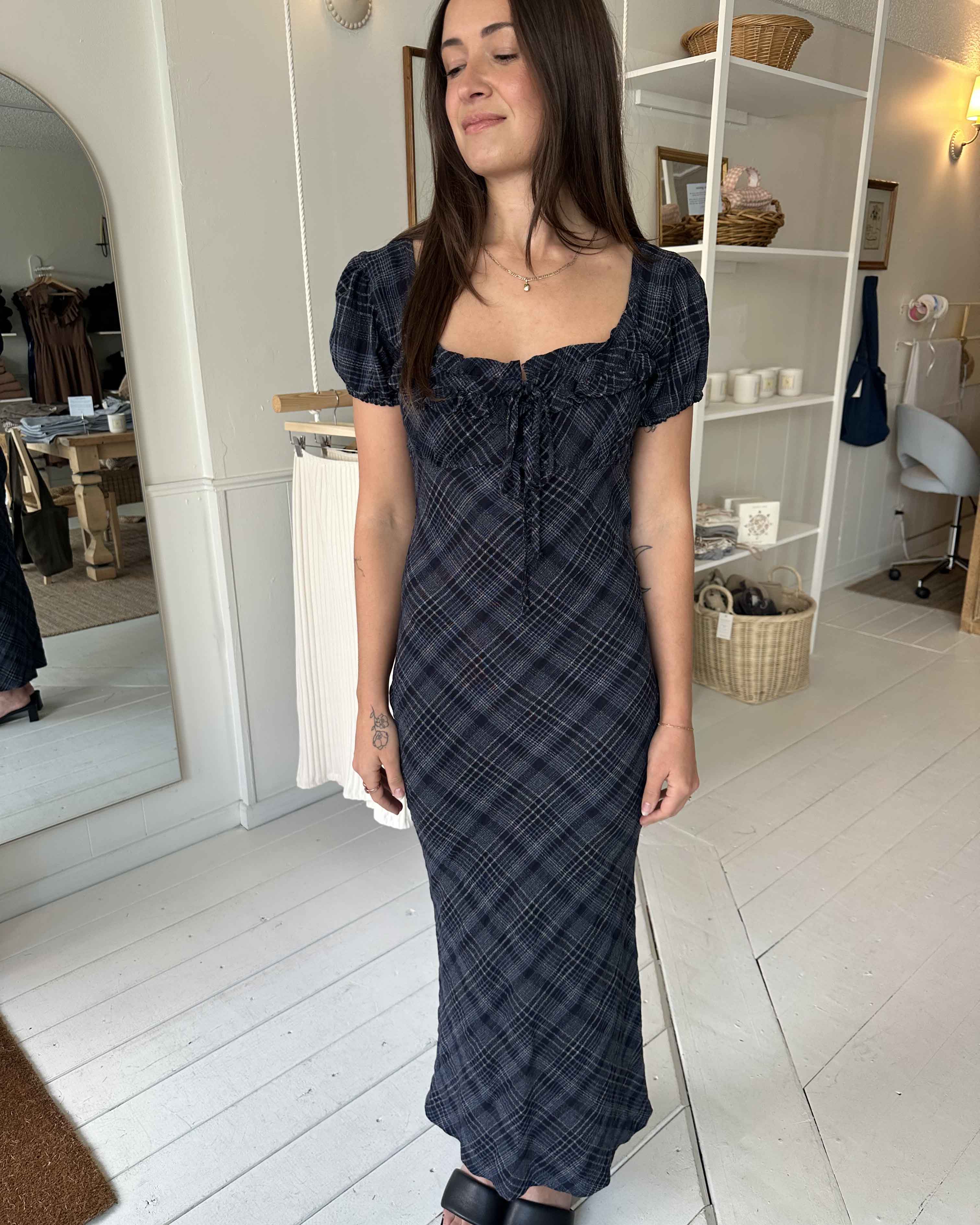Romee Bias Dress | Nocturne Plaid