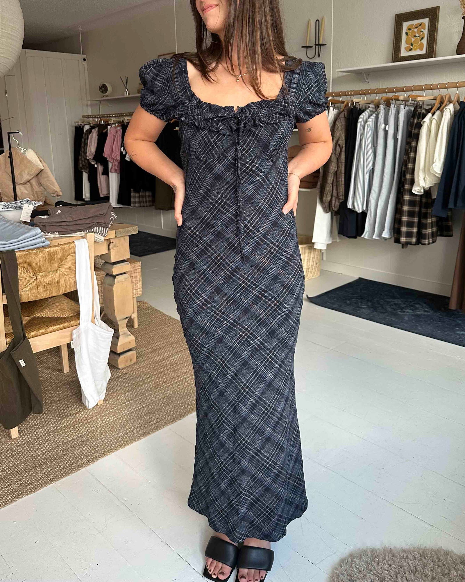 Romee Bias Dress | Nocturne Plaid