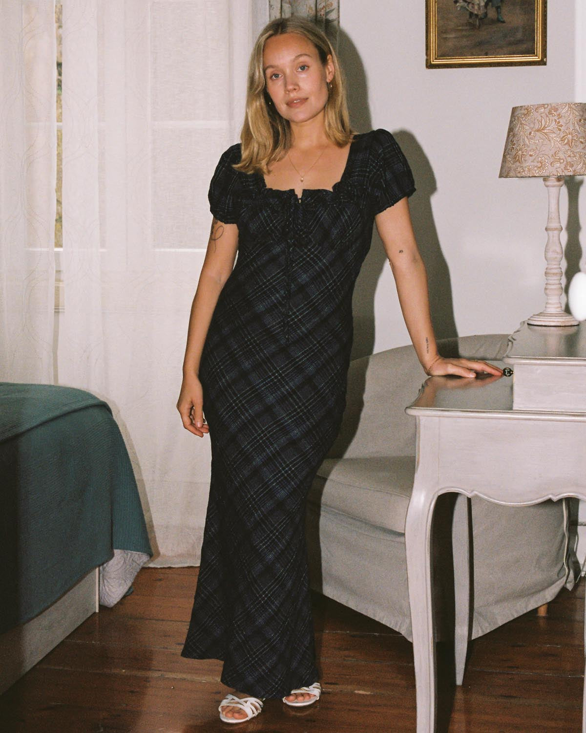 Romee Bias Dress | Nocturne Plaid