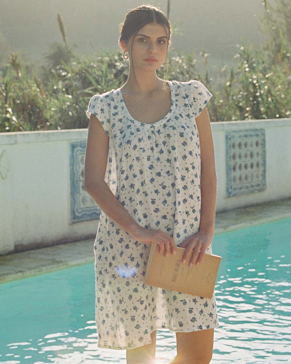 cotton floral sun dress with cap sleeves