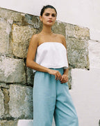 white eyelet tube top made from cotton