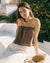 brown strapless embroidered top made from 100% cotton