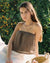 brown strapless embroidered top made from 100% cotton