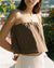 brown strapless embroidered top made from 100% cotton