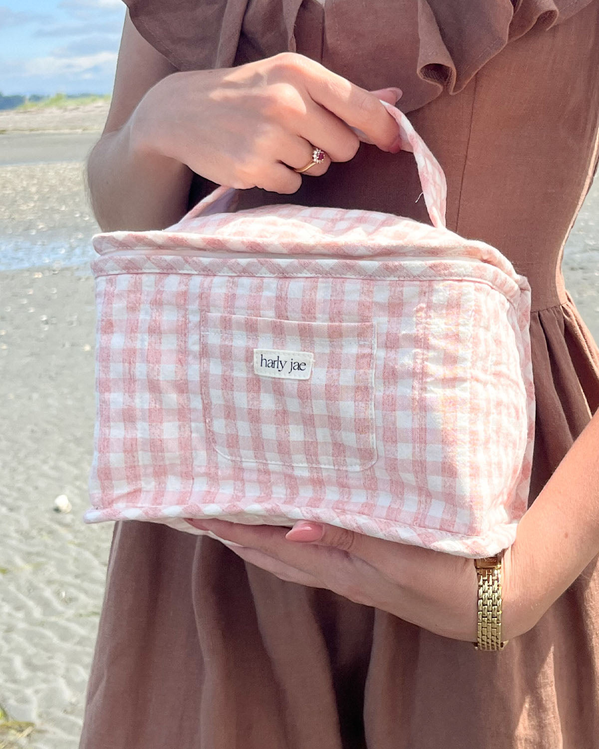 Vanity Bag | Pink/Ivory Plaid