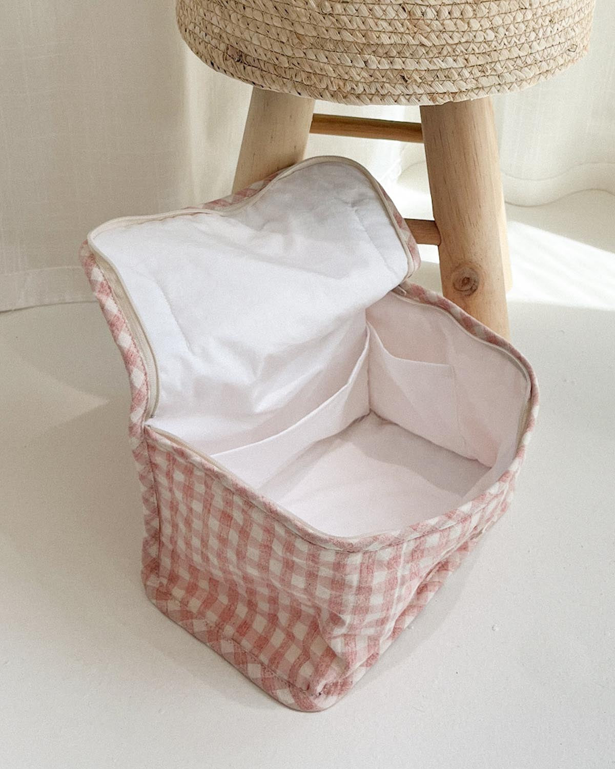 Vanity Bag | Pink/Ivory Plaid