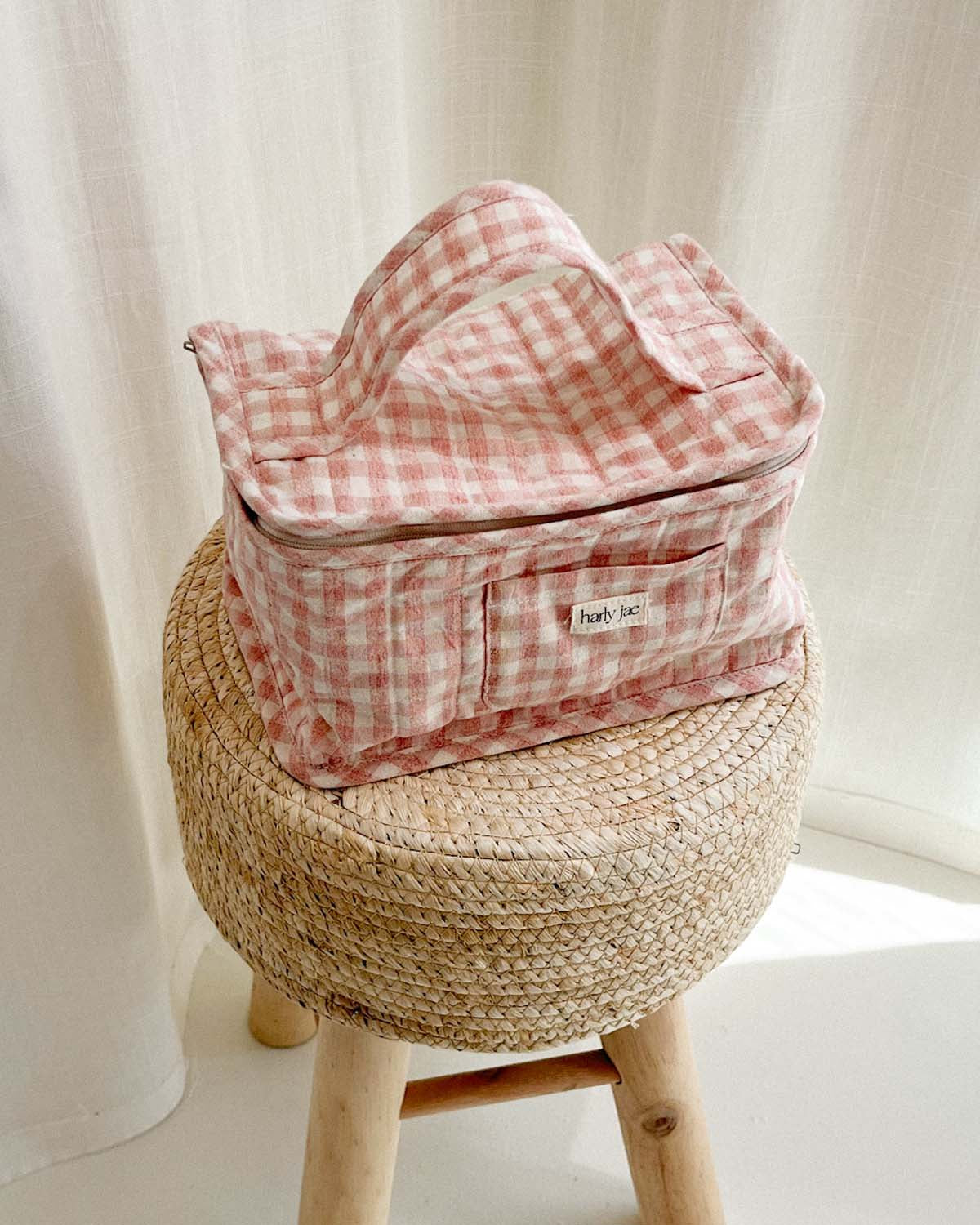 Vanity Bag | Pink/Ivory Plaid