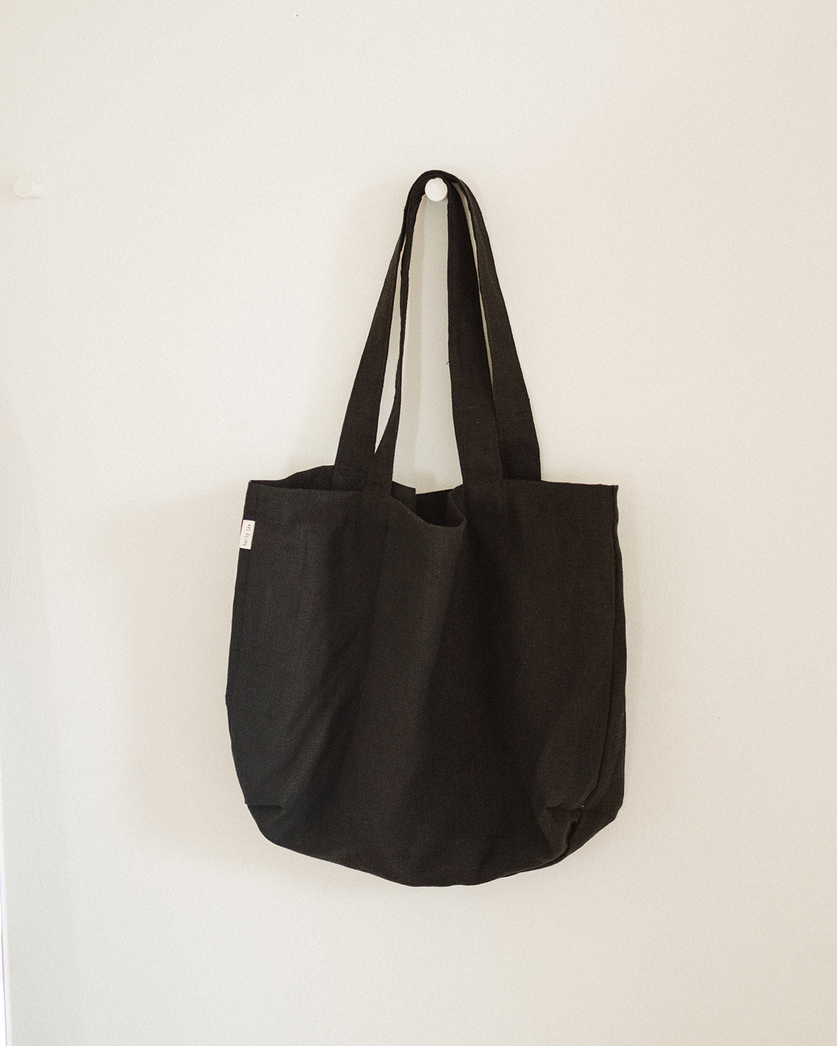 black linen tote