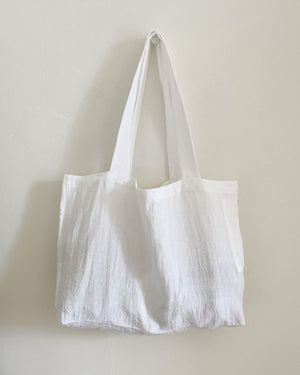 white linen tote bag