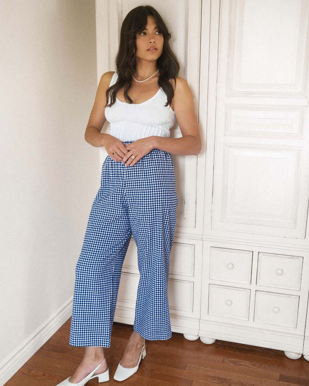 Aura Pants | Navy Gingham