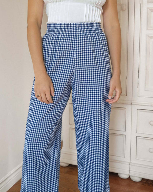 Aura Pants | Navy Gingham