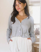 Casita Cardigan | Charcoal Stripe