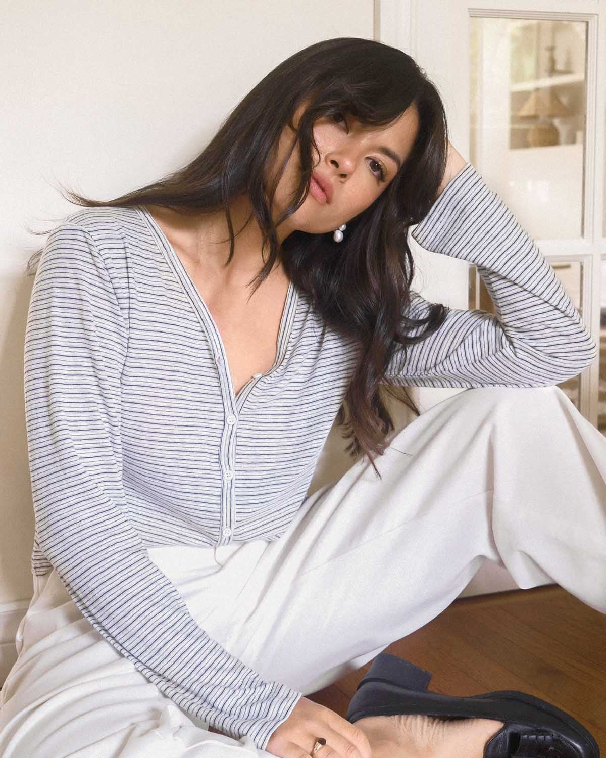 Casita Cardigan | Charcoal Stripe