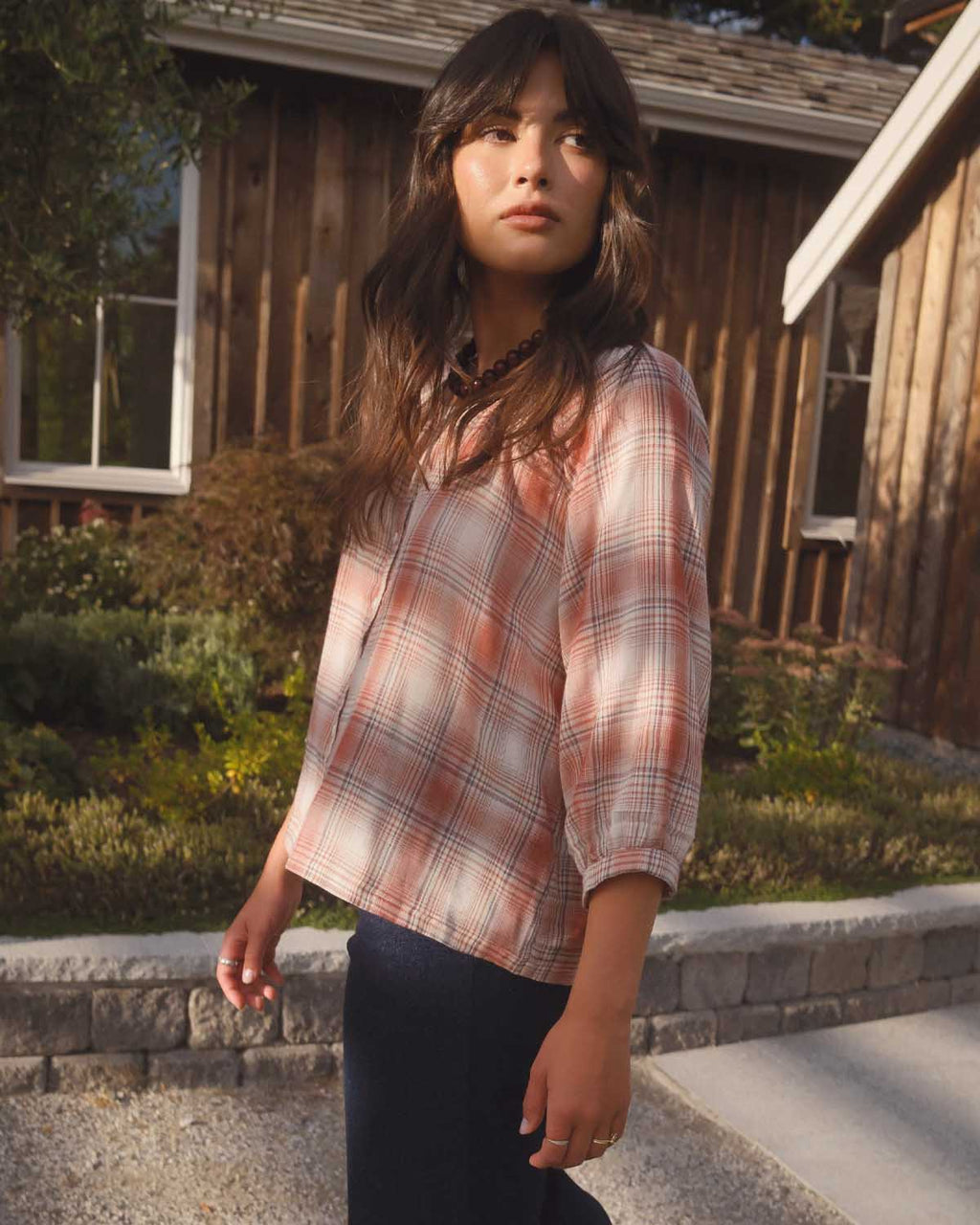 Cleo Blouse | Cider Plaid