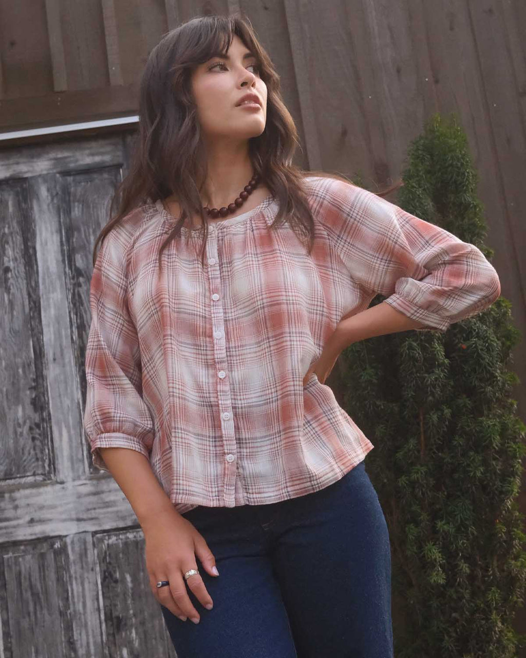 Cleo Blouse | Cider Plaid