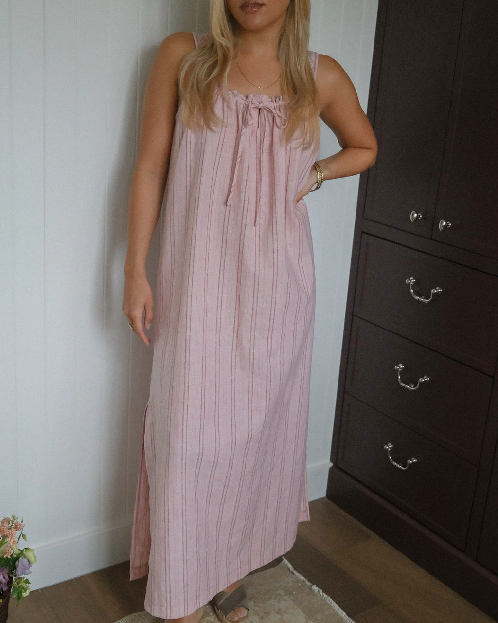 Gigi Dress | Long | Peony Stripe