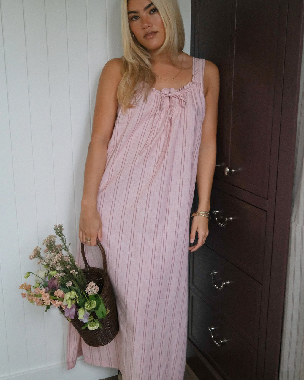 Gigi Dress | Long | Peony Stripe