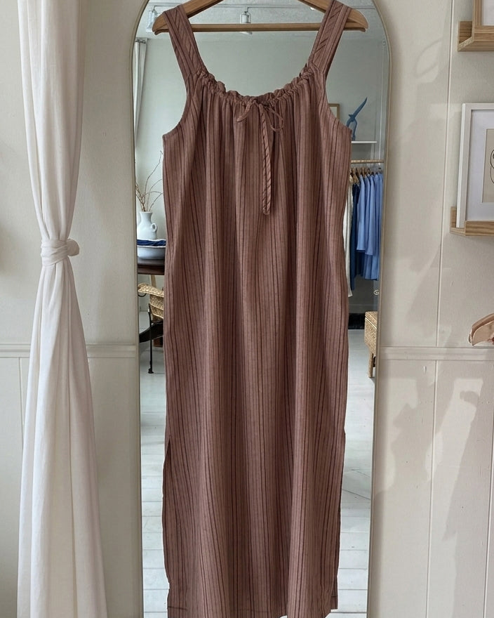 Gigi Dress | Long | Mocha Stripe