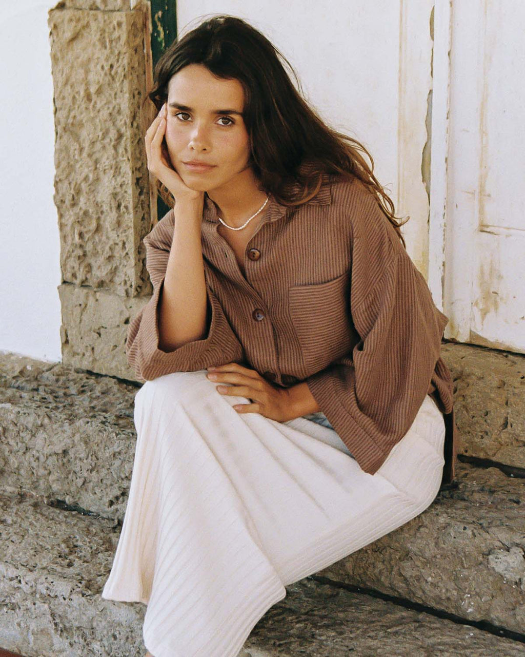 Haven Blouse | Mocha Stripe