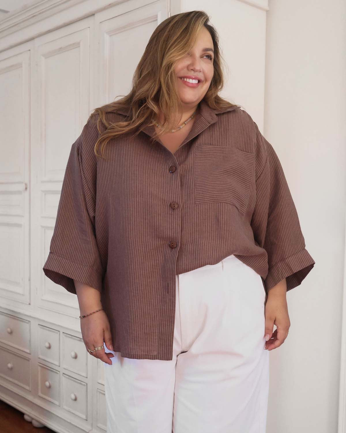 Haven Blouse | Mocha Stripe