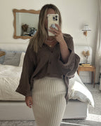Haven Blouse | Mocha Stripe