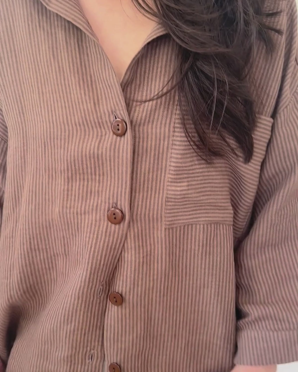 Haven Blouse | Mocha Stripe
