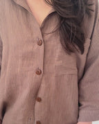 Haven Blouse | Mocha Stripe