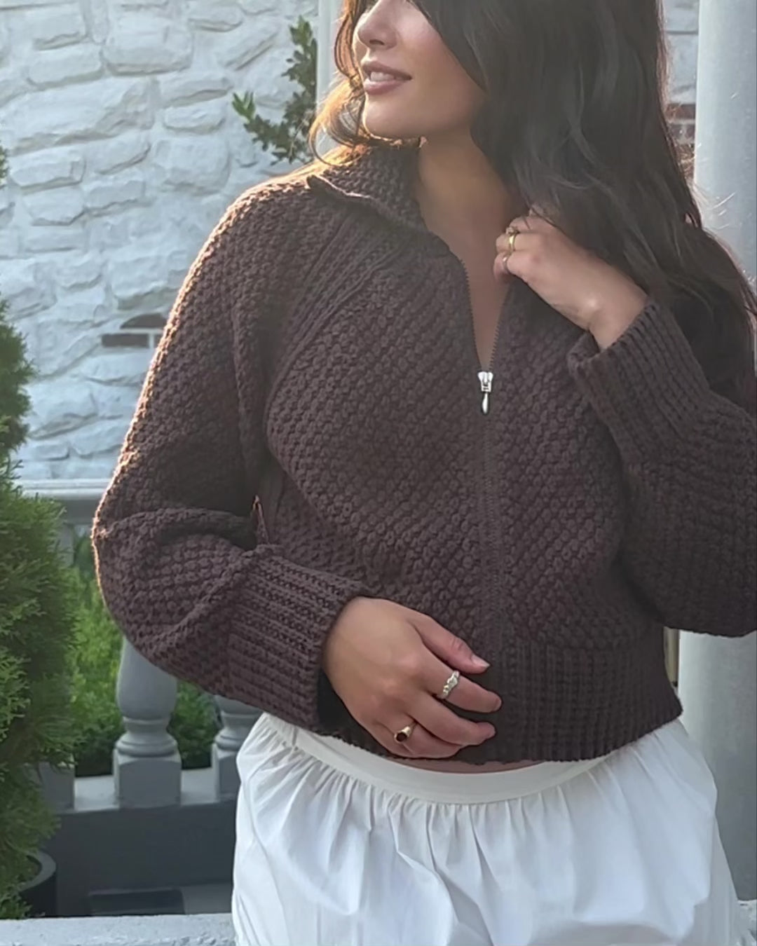 Meadow Zip Cardigan | Cocoa