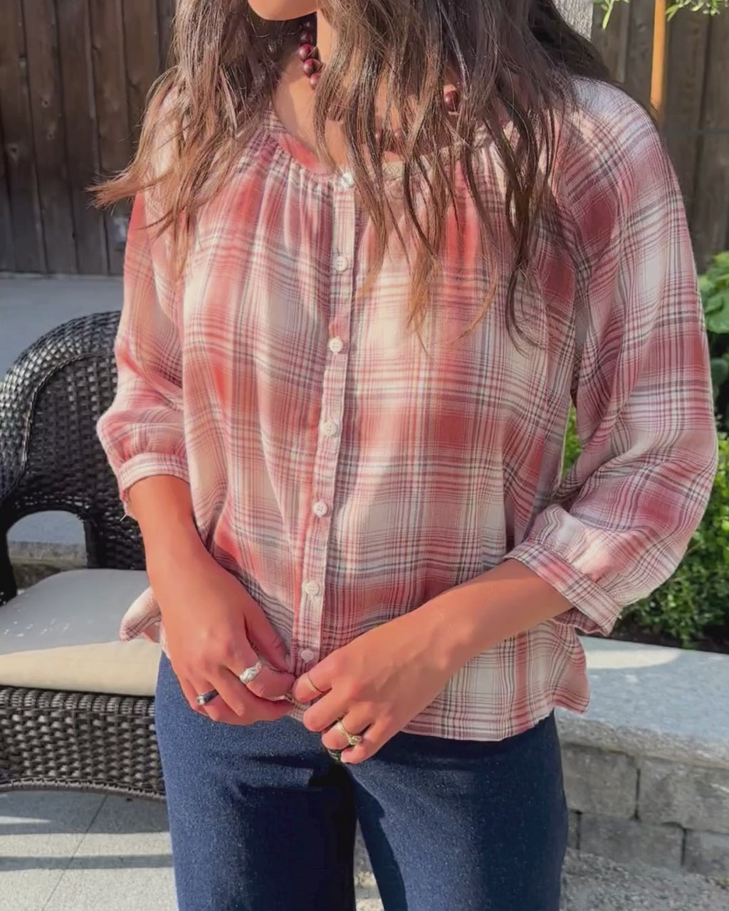 Cleo Blouse | Cider Plaid