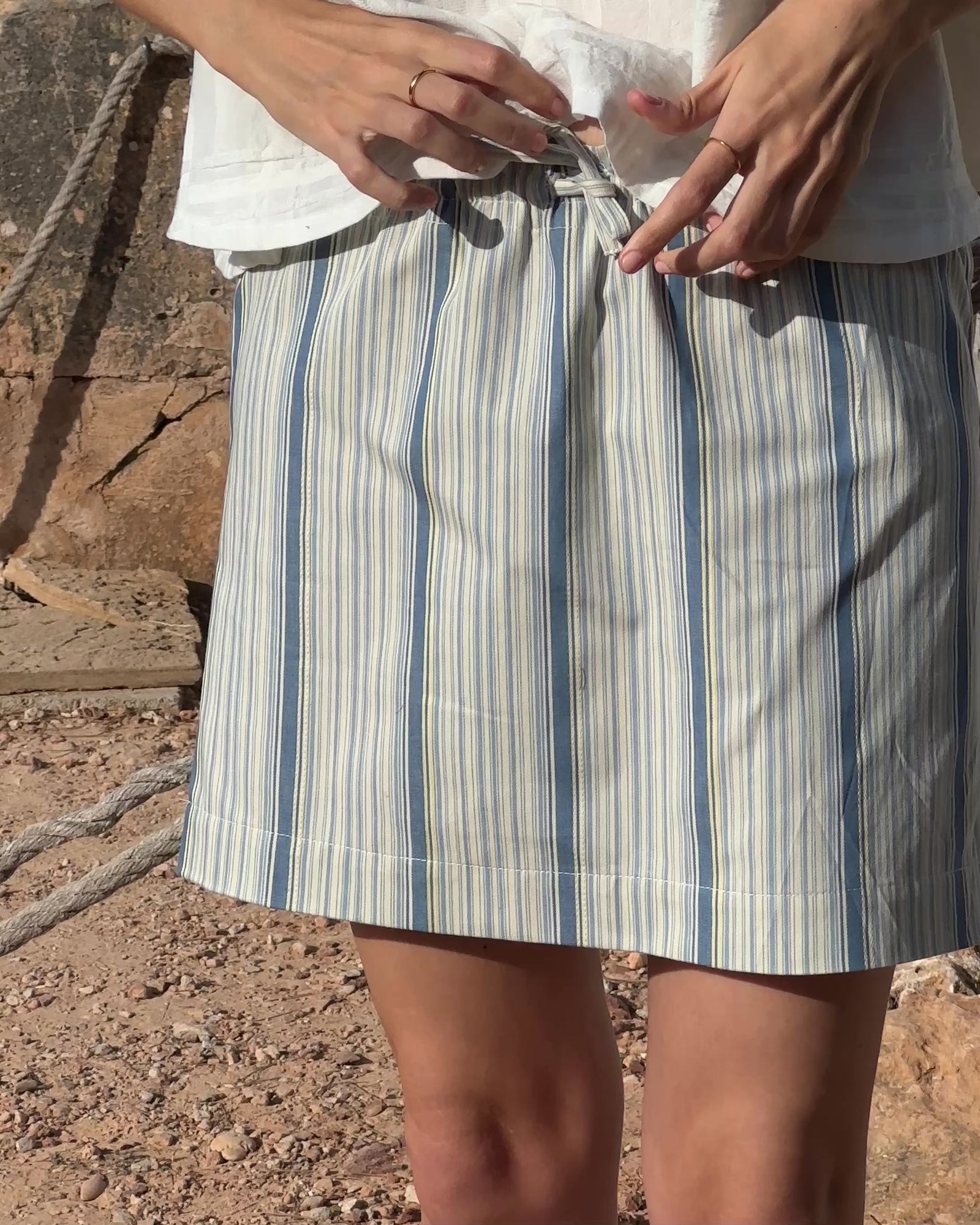 Girlie Mini | Beige/Blue Stripe