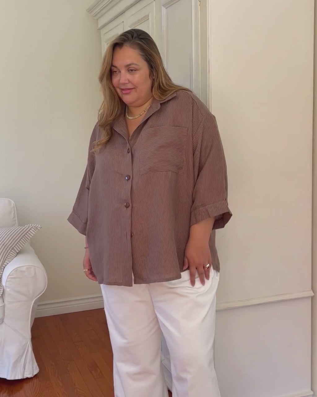Haven Blouse | Mocha Stripe