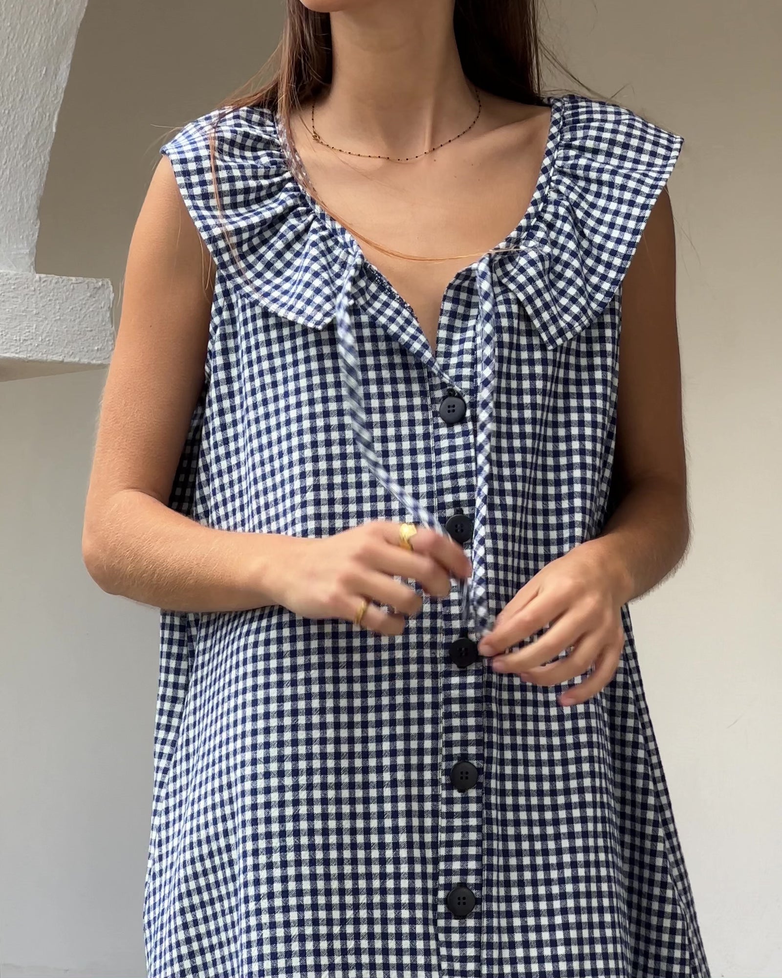 Last Chance | Estelle Dress | Navy Gingham | 2X/3X