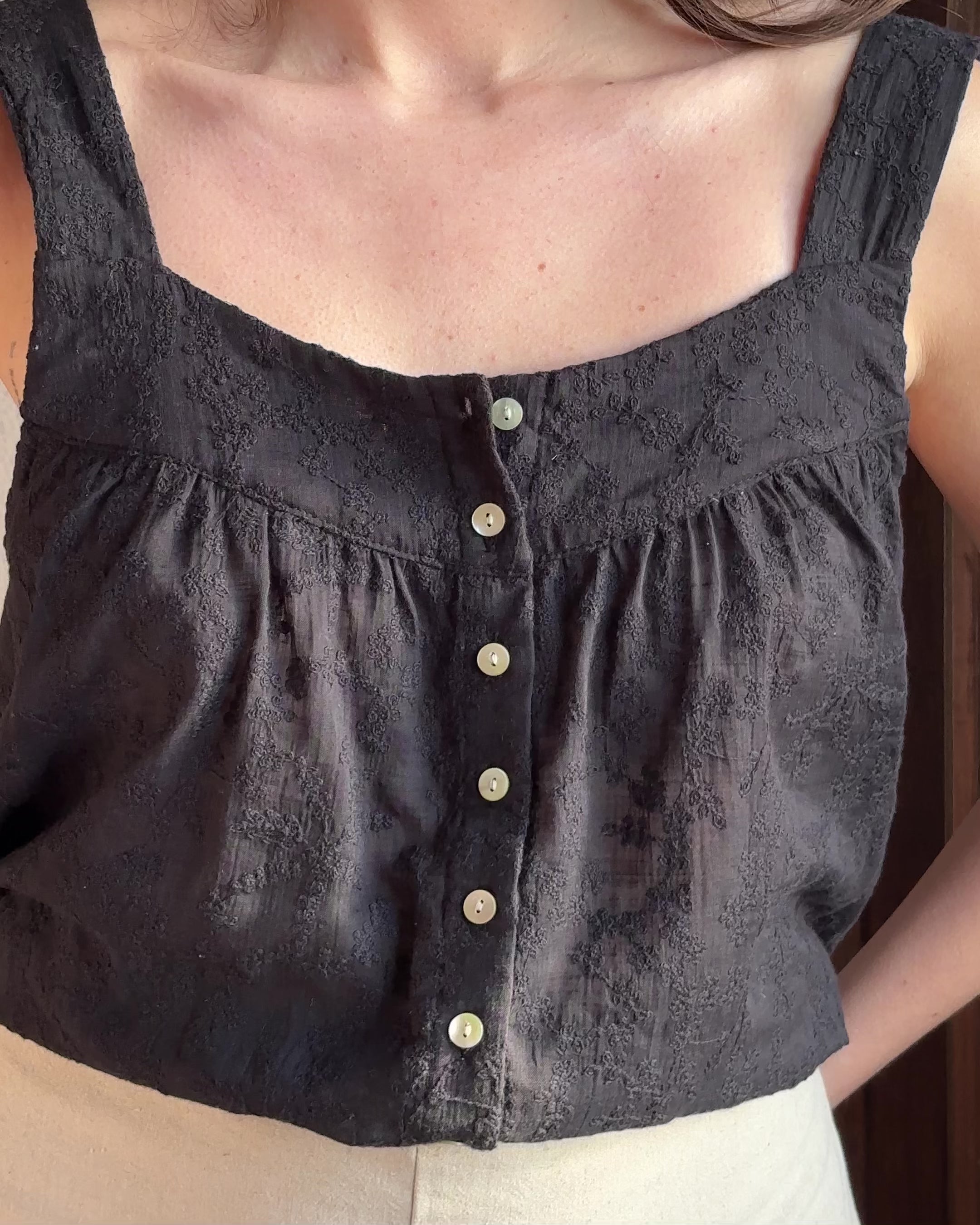 Nightie Tank | Noir Embroidery