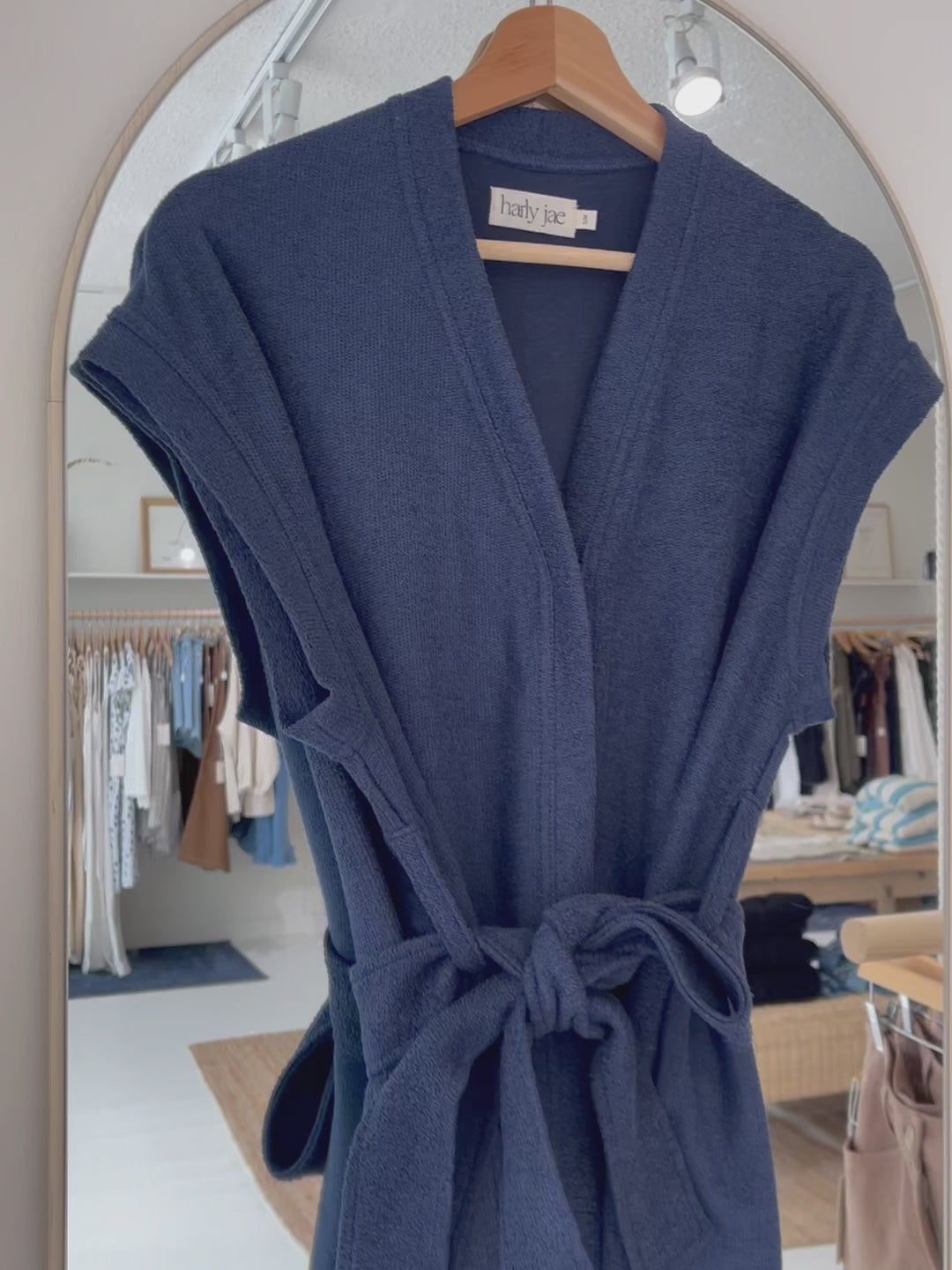 marine blue beach cover-up made from organic cotton and terry towel